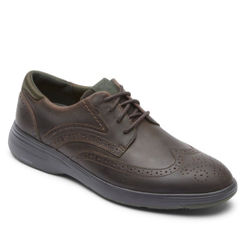 Men Rockport Noah Wing Tip Walking Shoes Dark Brown USA | HE8-64796