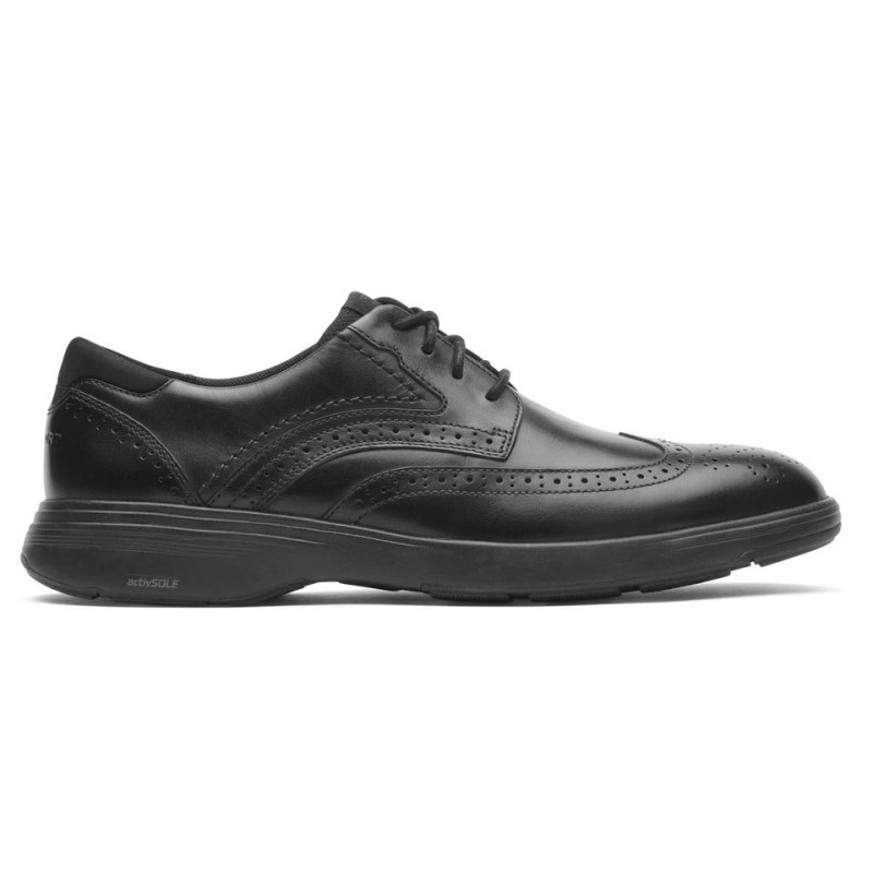 Men Rockport Noah Wing Tip Walking Shoes Black USA | WP7-16531