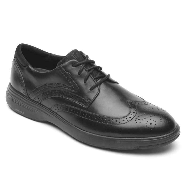 Men Rockport Noah Wing Tip Walking Shoes Black USA | WP7-16531