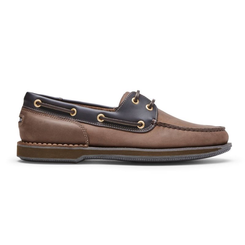 Men Rockport Perth Boat Shoes Chocolate USA | OF8-47884