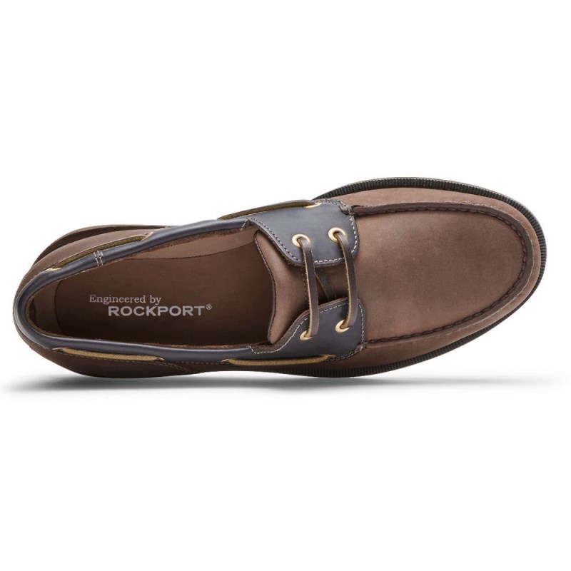 Men Rockport Perth Boat Shoes Chocolate USA | OF8-47884