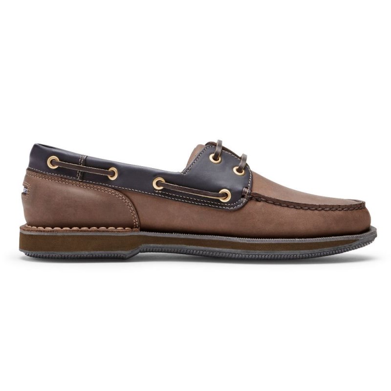 Men Rockport Perth Boat Shoes Chocolate USA | OF8-47884