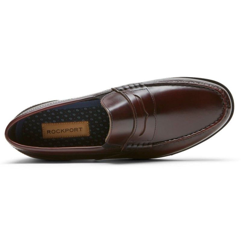 Men Rockport Preston Penny Loafers Burgundy USA | KG4-72587