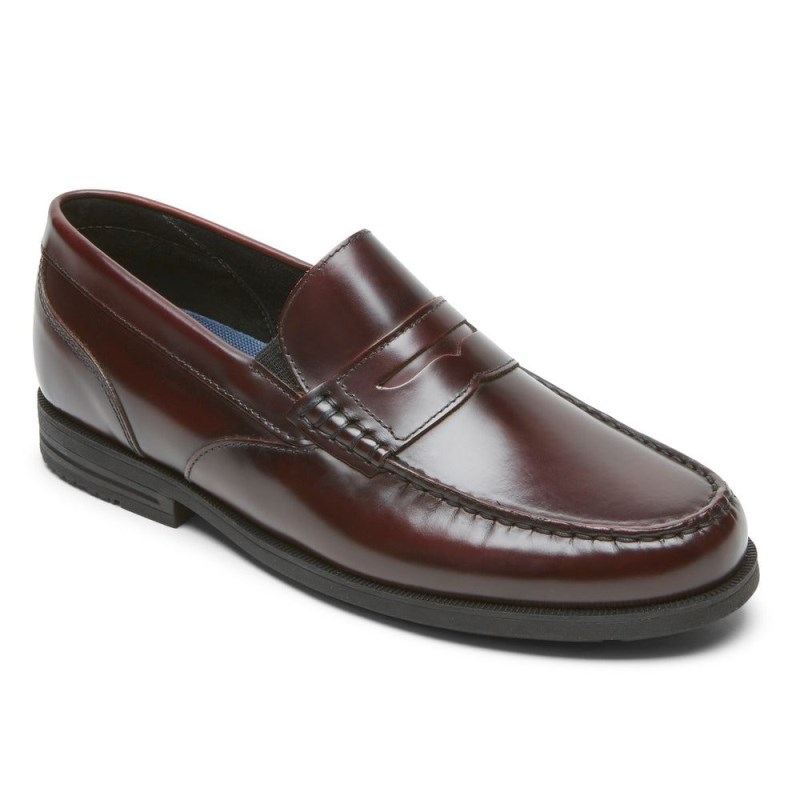 Men Rockport Preston Penny Loafers Burgundy USA | KG4-72587