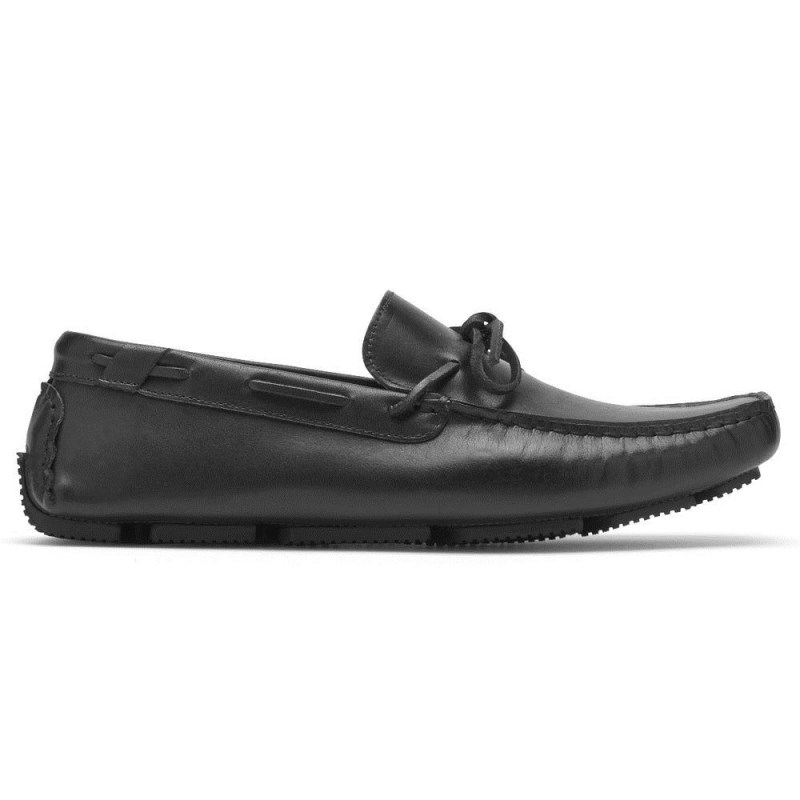 Men Rockport Rhyder Tie Loafers Black USA | NC4-80558