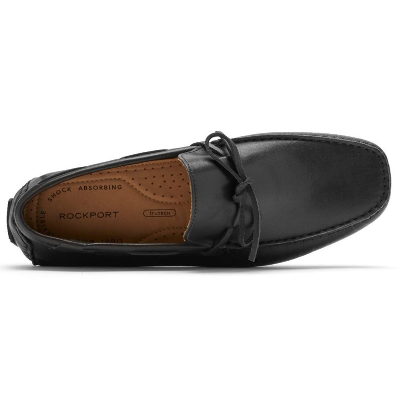 Men Rockport Rhyder Tie Loafers Black USA | NC4-80558