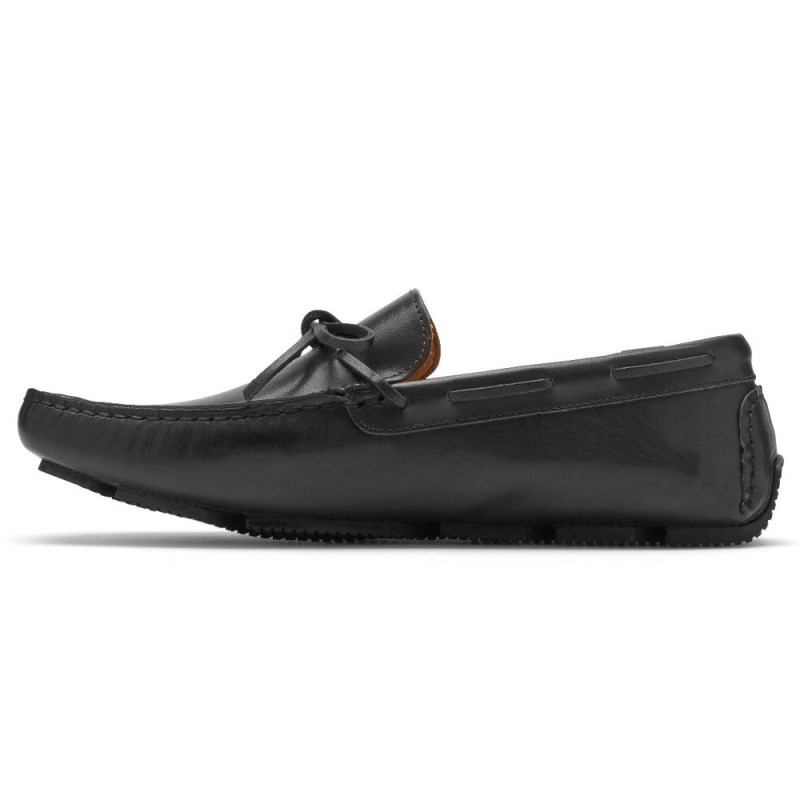 Men Rockport Rhyder Tie Loafers Black USA | NC4-80558