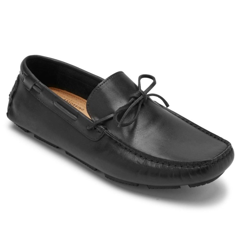 Men Rockport Rhyder Tie Loafers Black USA | NC4-80558