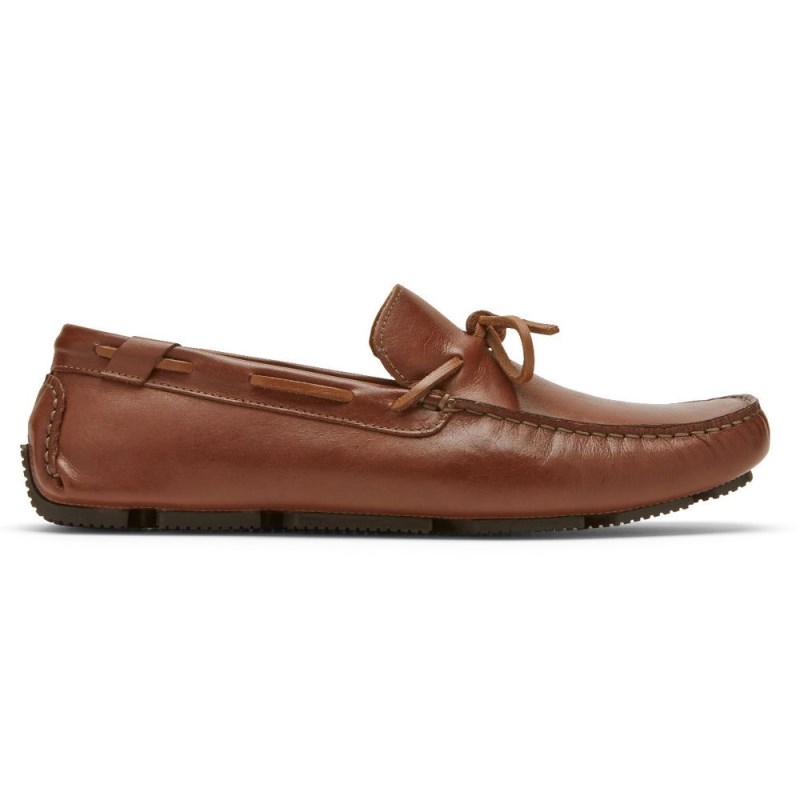 Men Rockport Rhyder Tie Loafers Dark Brown USA | TR1-43754