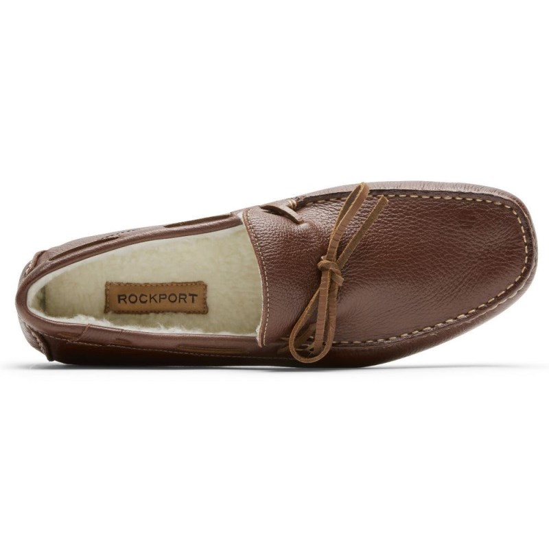 Men Rockport Rhyder Tie Slipper Loafers Dark Brown USA | LD4-37593