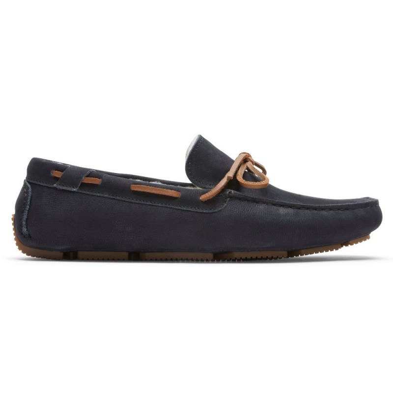 Men Rockport Rhyder Tie Slipper Loafers Navy USA | YP4-99279