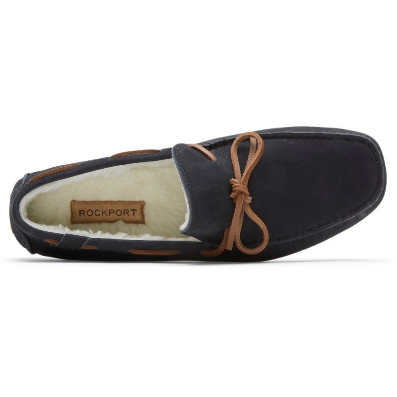 Men Rockport Rhyder Tie Slipper Loafers Navy USA | YP4-99279