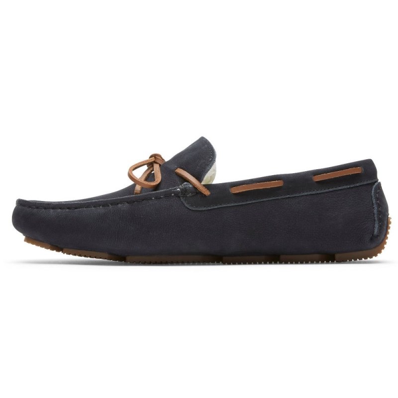 Men Rockport Rhyder Tie Slipper Loafers Navy USA | YP4-99279