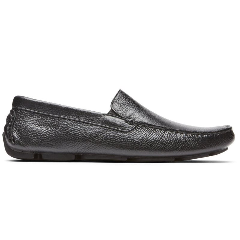 Men Rockport Rhyder Venetian Loafers Black USA | DD4-72467