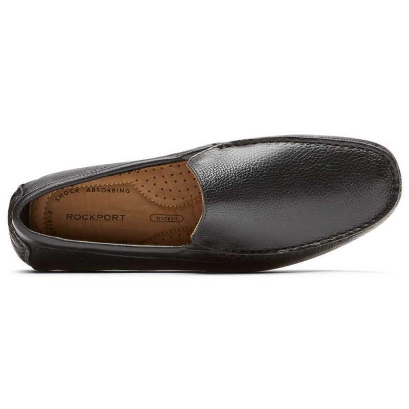 Men Rockport Rhyder Venetian Loafers Black USA | DD4-72467