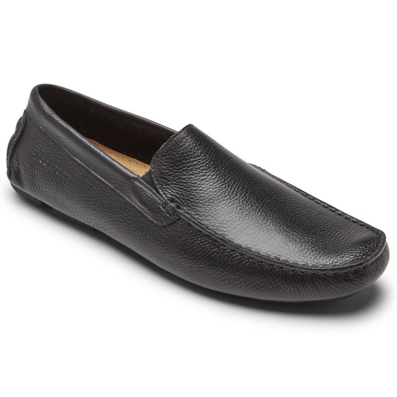 Men Rockport Rhyder Venetian Loafers Black USA | DD4-72467