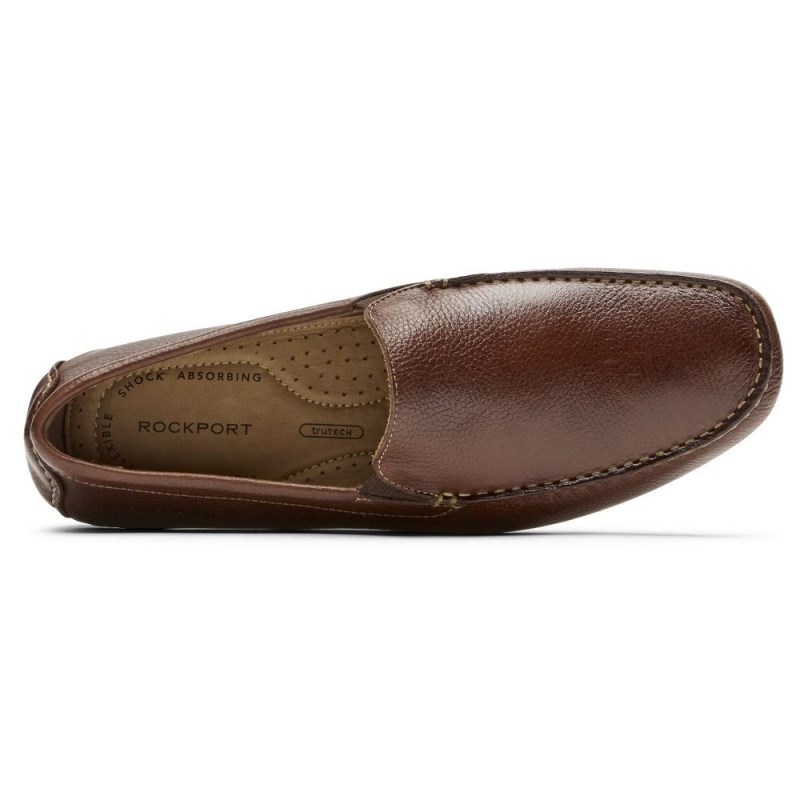 Men Rockport Rhyder Venetian Loafers Dark Brown USA | DP5-02190