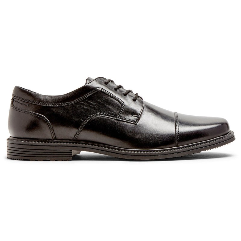 Men Rockport Robinsyn Waterproof Cap Toe Oxford Shoes Black USA | SU6-34393