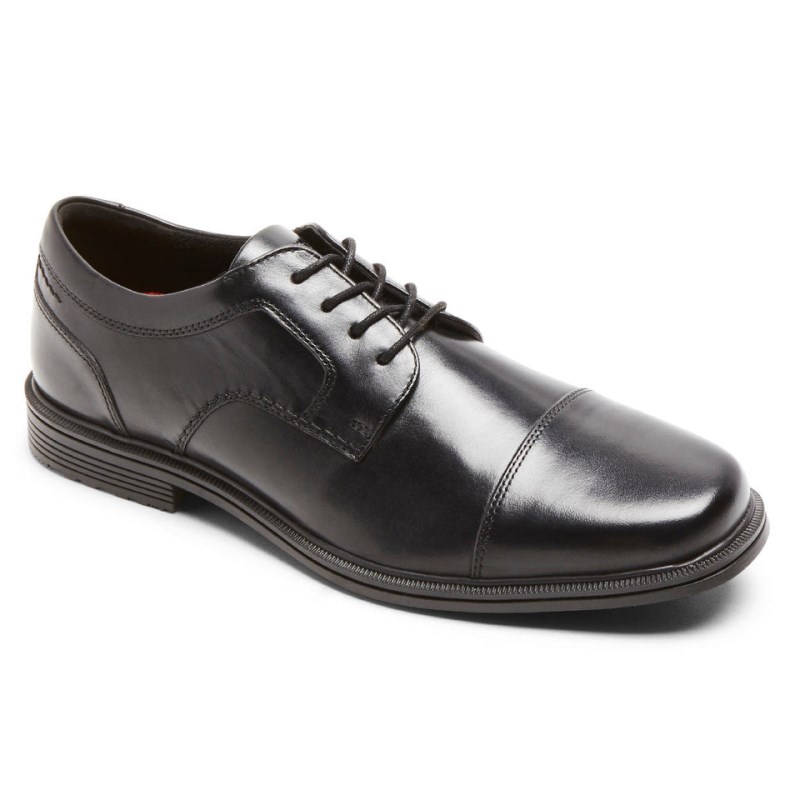 Men Rockport Robinsyn Waterproof Cap Toe Oxford Shoes Black USA | SU6-34393