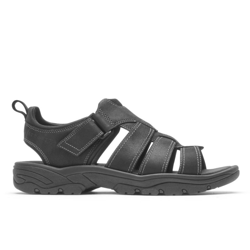 Men Rockport SpringBoro Rocklake Fisherman Sandals Black USA | WU5-67786