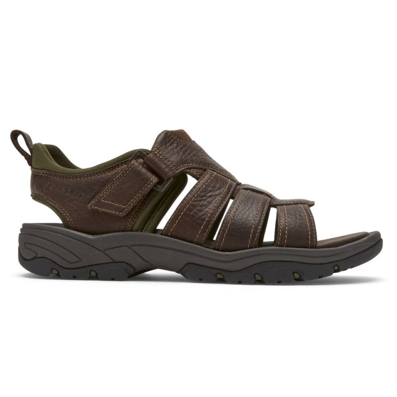 Men Rockport SpringBoro Rocklake Fisherman Sandals Brown USA | BL0-97889