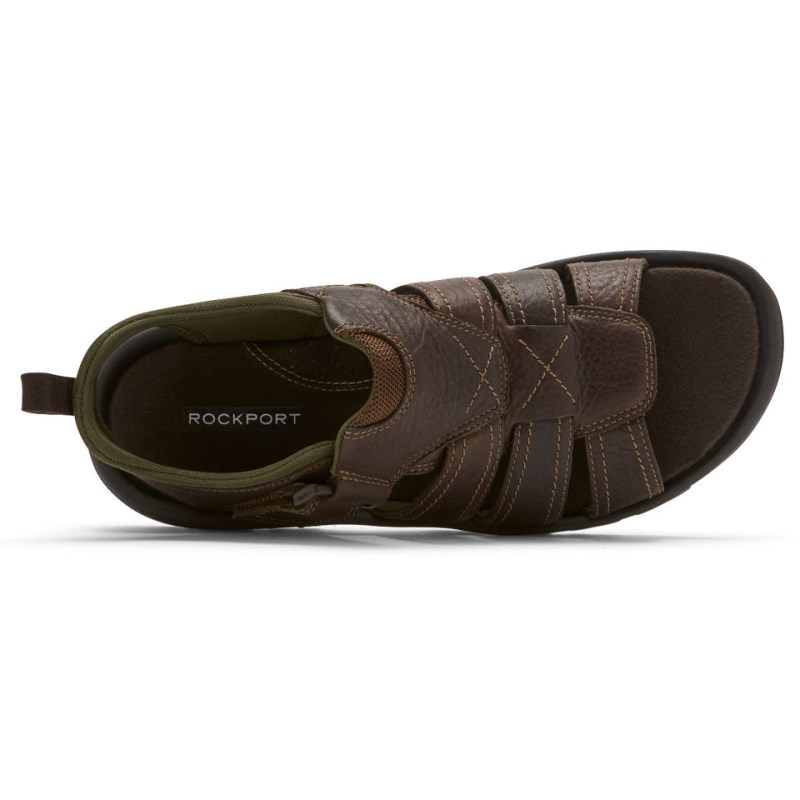 Men Rockport SpringBoro Rocklake Fisherman Sandals Brown USA | BL0-97889