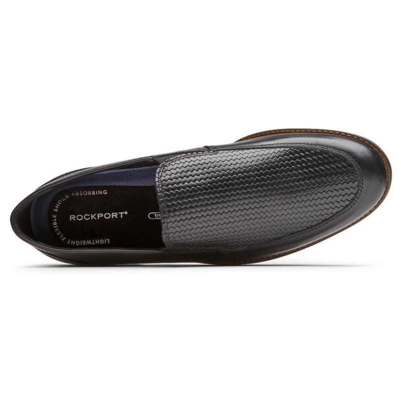 Men Rockport Style Purpose 3 Woven Loafers Black USA | XH9-27522