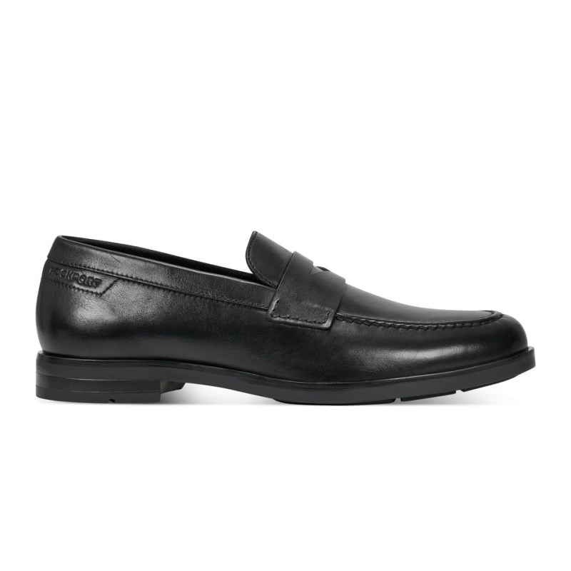 Men Rockport Sutton Dress Slip-on Penny Loafers Black USA | DM5-50975