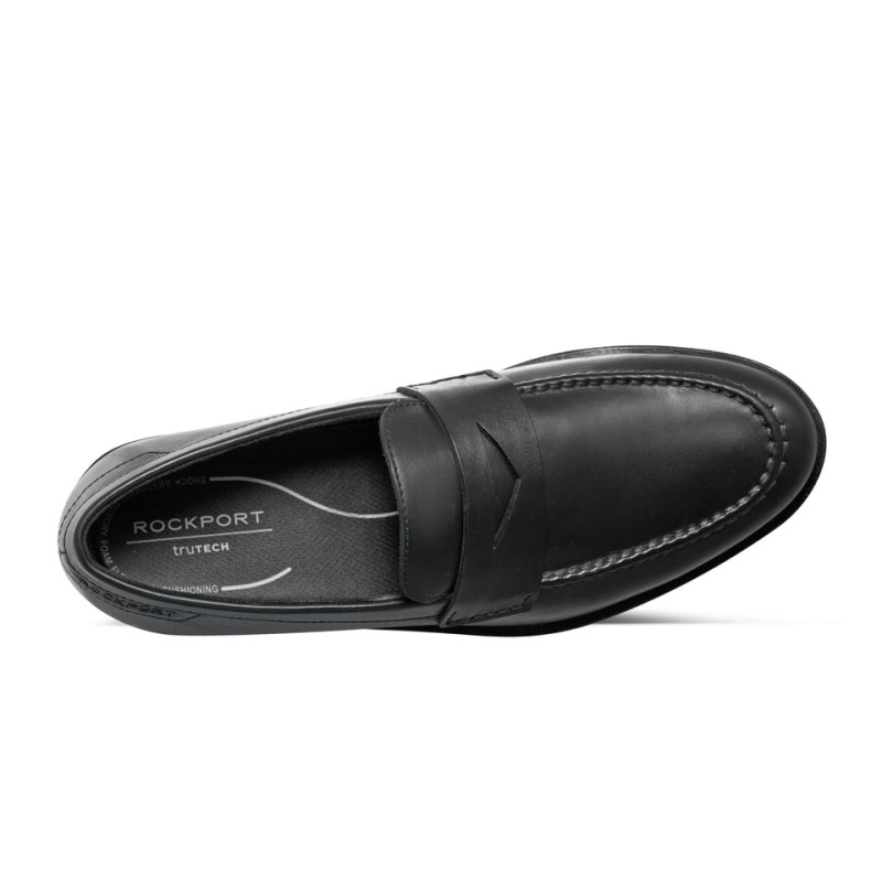 Men Rockport Sutton Dress Slip-on Penny Loafers Black USA | DM5-50975