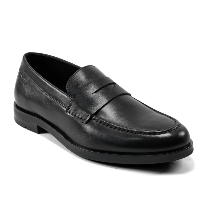 Men Rockport Sutton Dress Slip-on Penny Loafers Black USA | DM5-50975