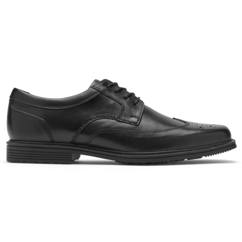 Men Rockport Taylor Waterproof Black Wingtip Dress Shoes Black USA | CU2-35303