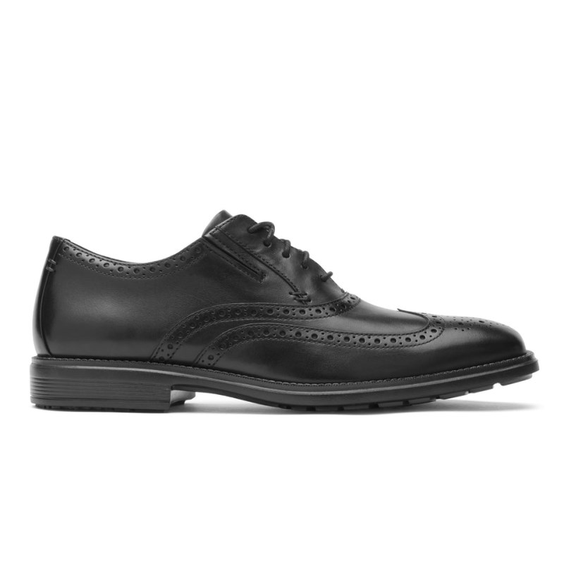 Men Rockport Total Motion Amalfi Wingtip Dress Shoes Black USA | ZW4-34813