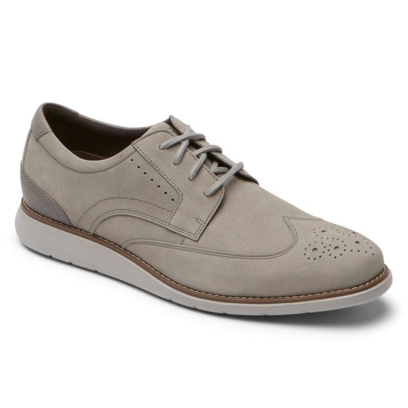 Men Rockport Total Motion Craft Wing Tip Walking Shoes Grey USA | UD3-97479