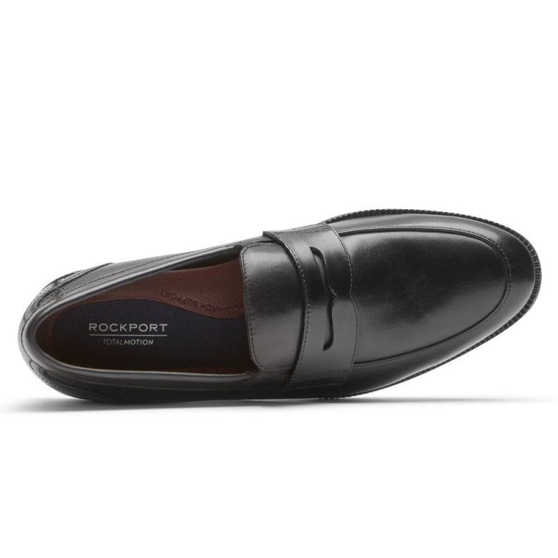 Men Rockport Total Motion DresSport Penny Loafers Black USA | SX6-70857