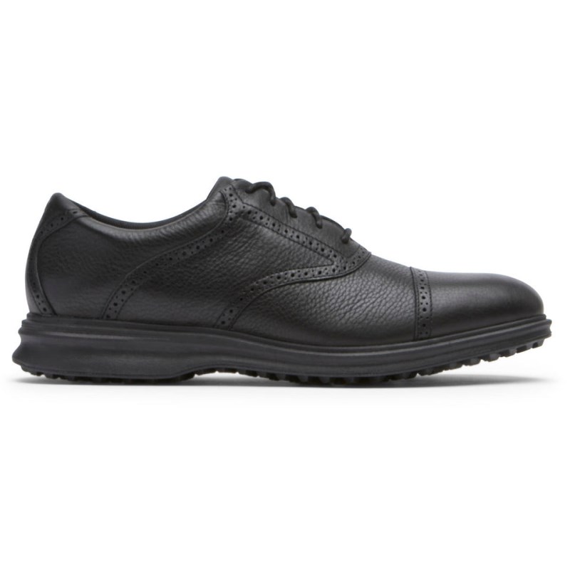 Men Rockport Total Motion Links Waterproof Golf Shoes Black USA | YD9-36853