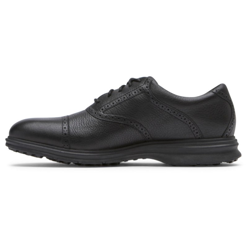 Men Rockport Total Motion Links Waterproof Golf Shoes Black USA | YD9-36853