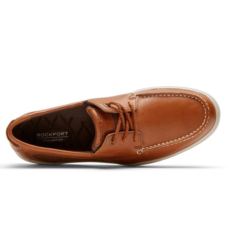 Men Rockport Total Motion Lite Boat Shoes Brown USA | RR2-74237