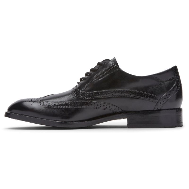 Men Rockport Total Motion Office Wingtip Oxford Shoes Black USA | DV6-58765