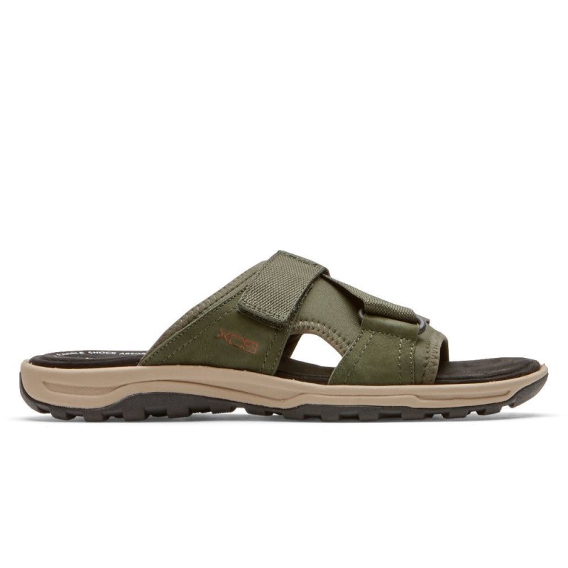 Men Rockport Trail Technique II Velcro Slides Olive USA | PQ8-81268