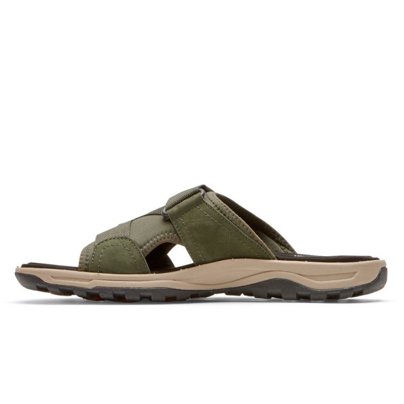 Men Rockport Trail Technique II Velcro Slides Olive USA | PQ8-81268