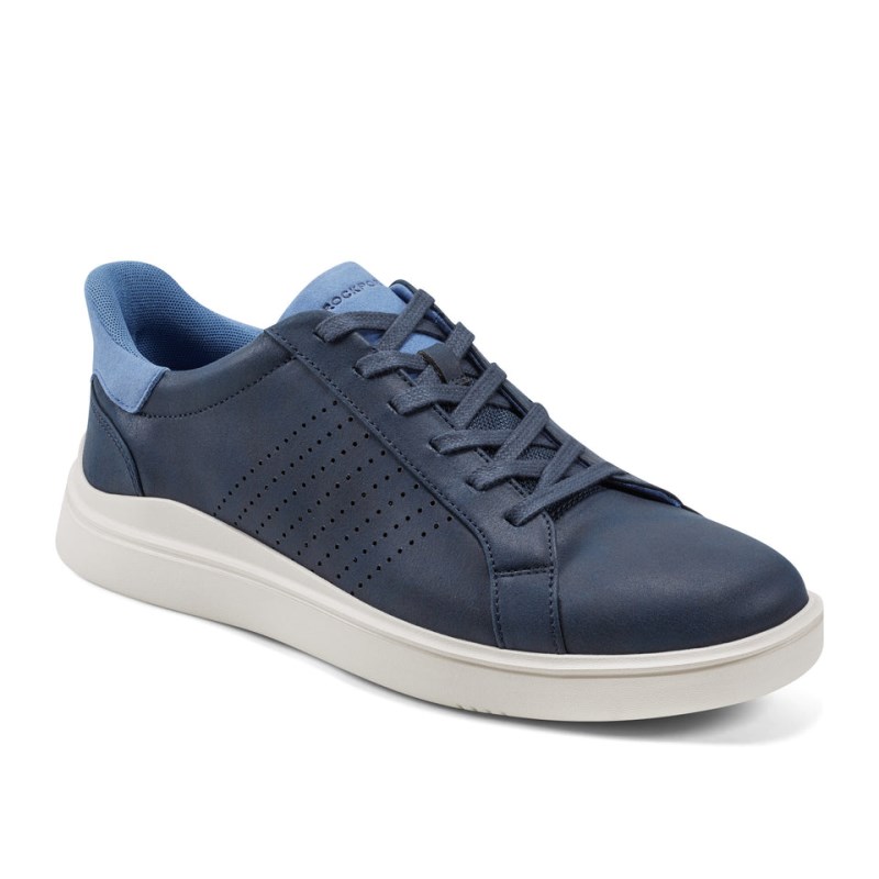 Men Rockport Tristen Step Activated Lace-Up Sneakers Dark Blue USA | MS9-25582