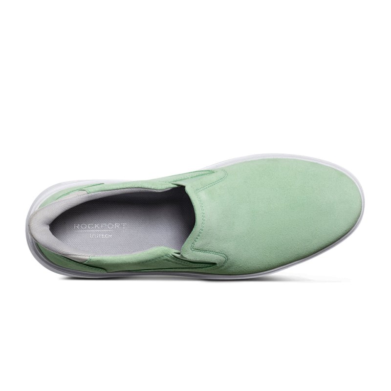 Men Rockport Tristen Step Activated Slip On Sneakers Light Green USA | MV0-86598