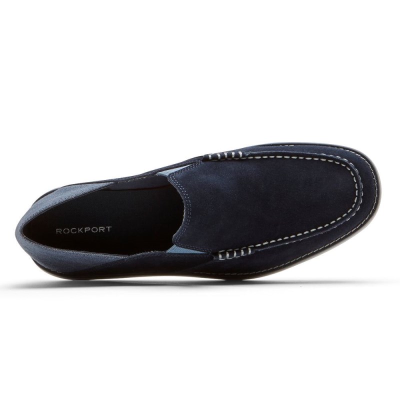 Men Rockport Tucker Venetian Crush Back Loafers Navy USA | QO3-95819