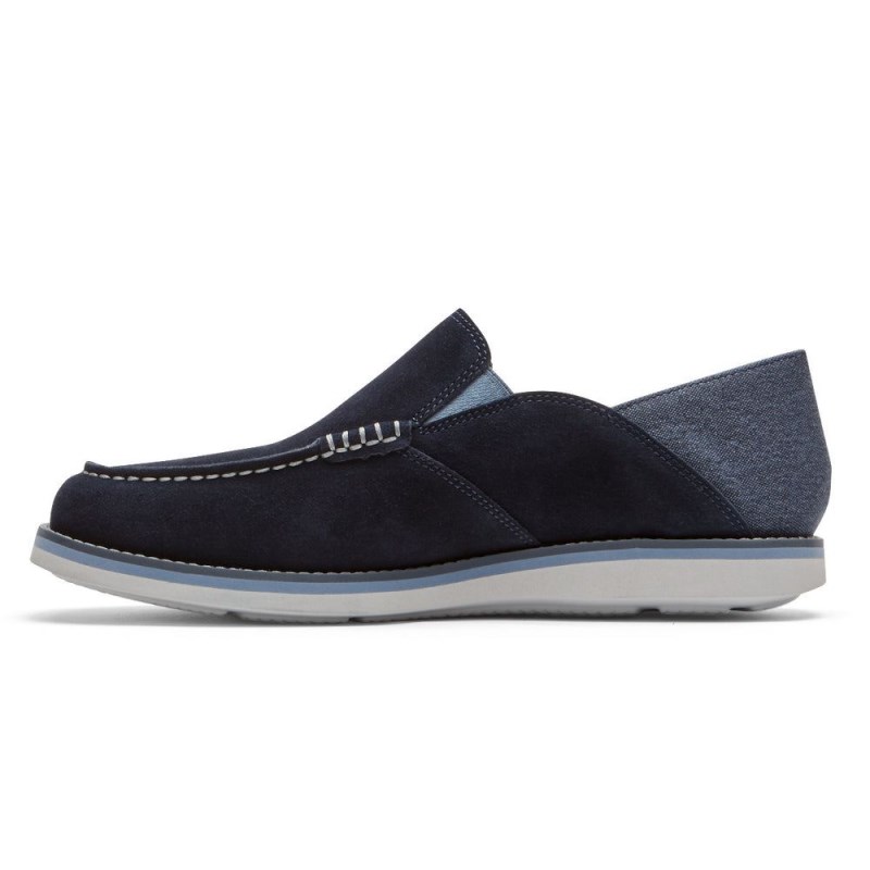 Men Rockport Tucker Venetian Crush Back Loafers Navy USA | QO3-95819