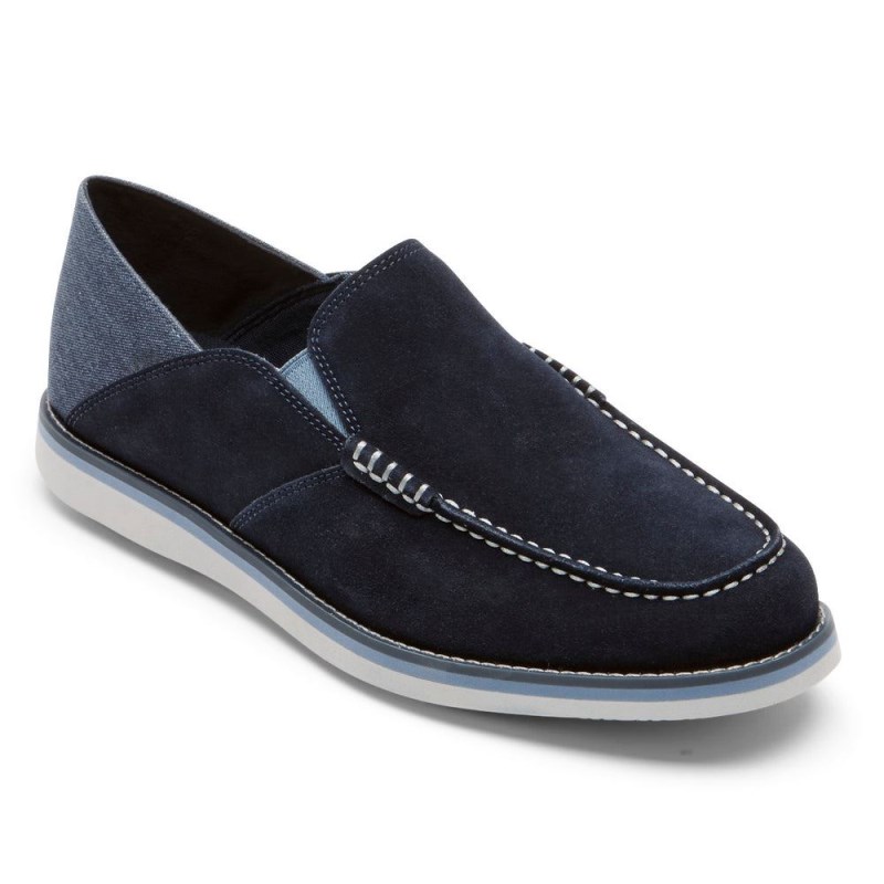 Men Rockport Tucker Venetian Crush Back Loafers Navy USA | QO3-95819