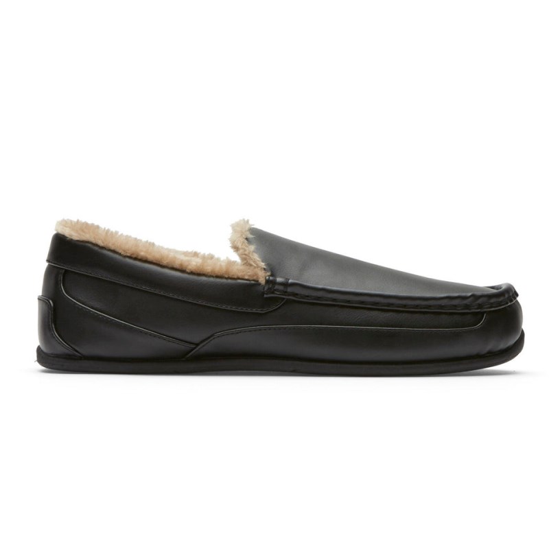 Men Rockport Warwick Slipper Loafers Black USA | SF1-52365