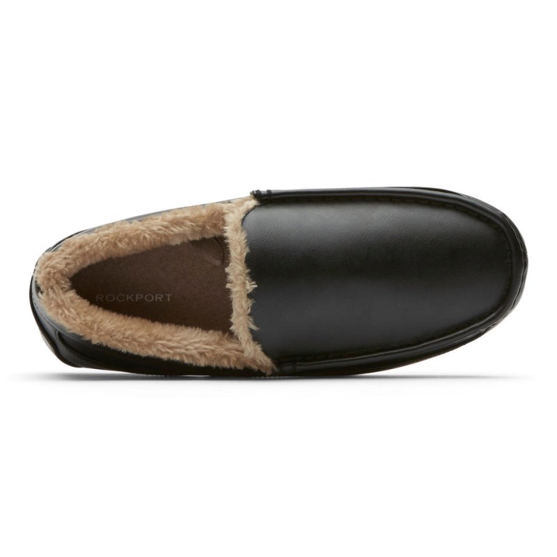 Men Rockport Warwick Slipper Loafers Black USA | SF1-52365