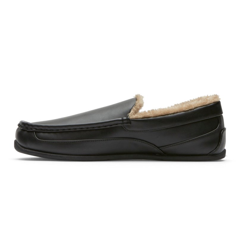 Men Rockport Warwick Slipper Loafers Black USA | SF1-52365