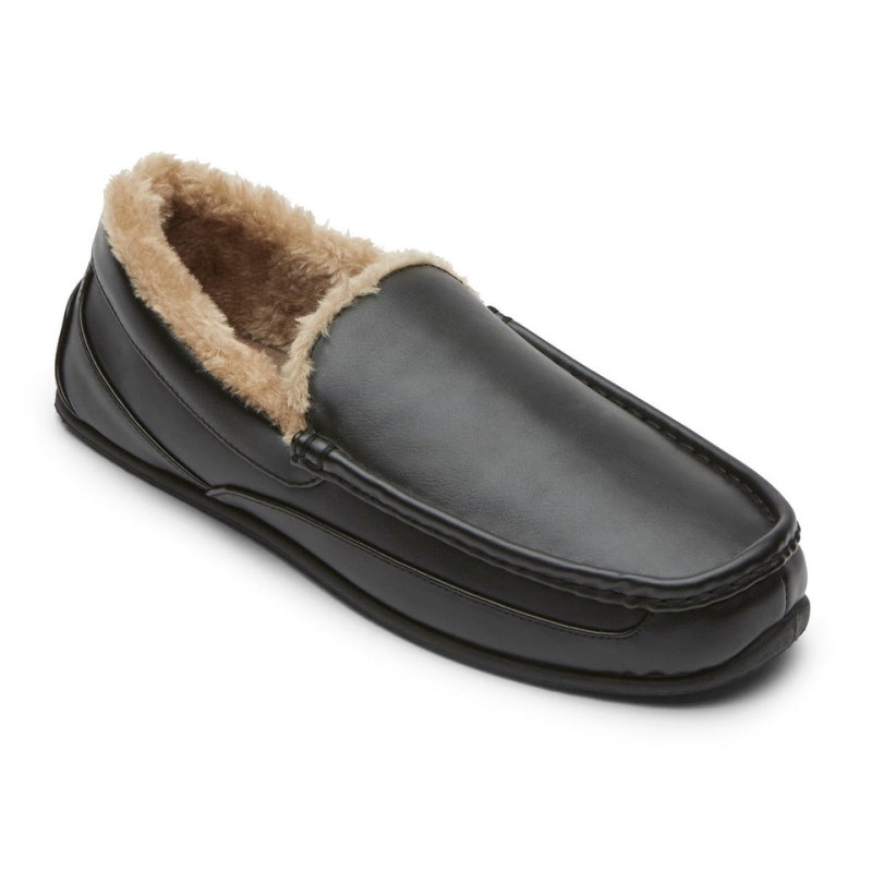 Men Rockport Warwick Slipper Loafers Black USA | SF1-52365