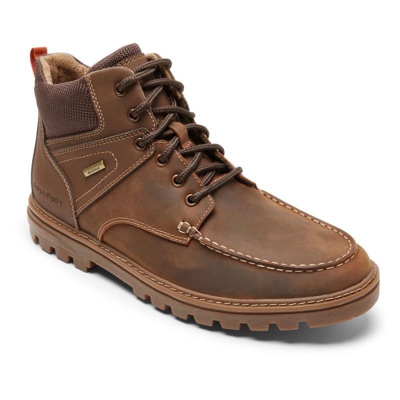 Men Rockport Weather Ready Moc Toe Waterproof Boots Brown USA | HD7-00450